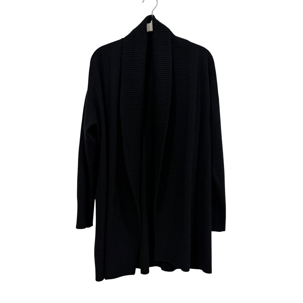 Hugo Boss Finessa Black Open Front Shawl‎ Collar Cardigan Sweater Small 50284709